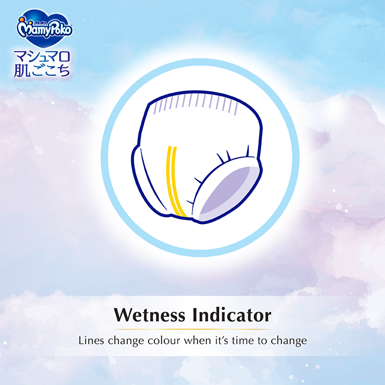 Wetness indicator, Lines change colour when it’s time to change