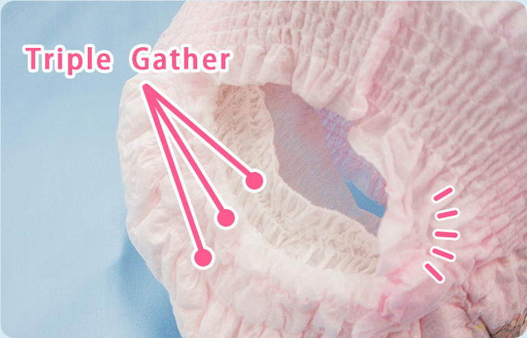 Triple layer Gathers that gently fits to prevent leakages